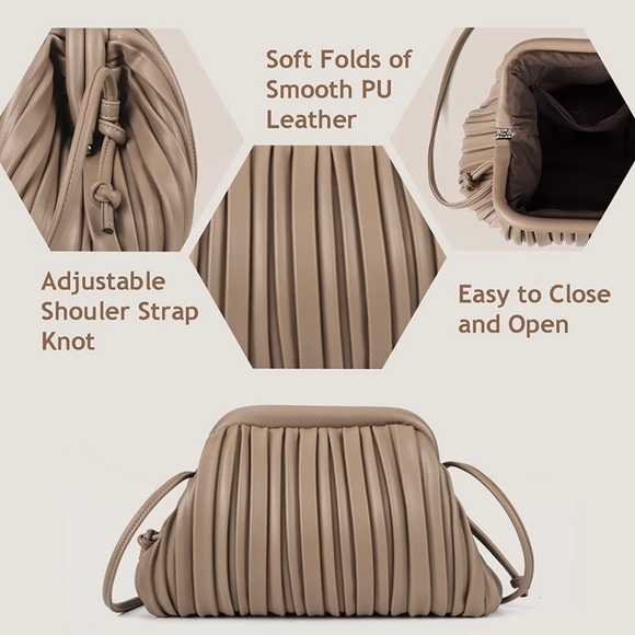 Gorgeous PU Leather Clutch. Taupe. Excellent condition. - Picture 8 of 12